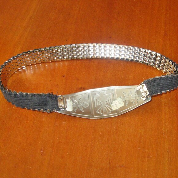Vintage Nickel Silver Native American Style Thunderbird Buckle w Stretch Belt main image 16